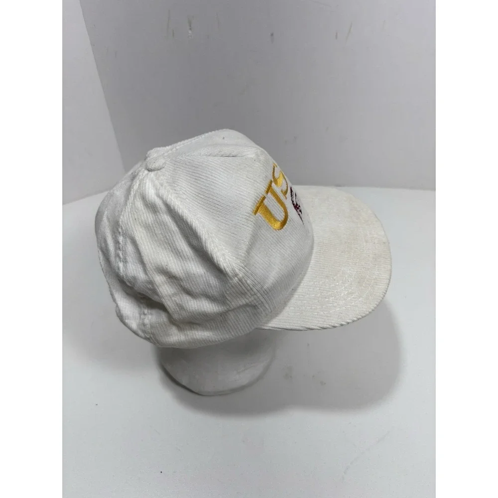 VINTAGE USC TROJANS FOOTBALL SNAPBACK HAT CAP White CORDUROY‎